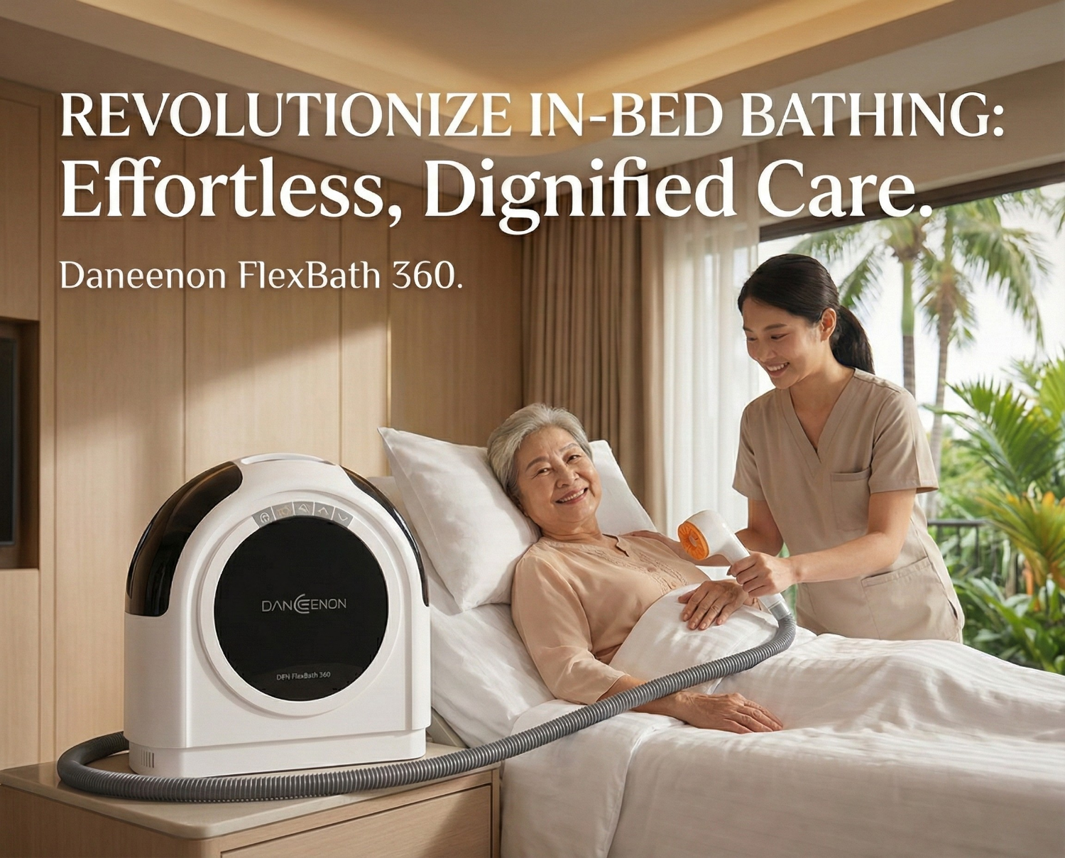 Daneeon Flexbath 360 Smart Portable Bathing Machine for Bedridden Seniors Elders in Singapore Hospital