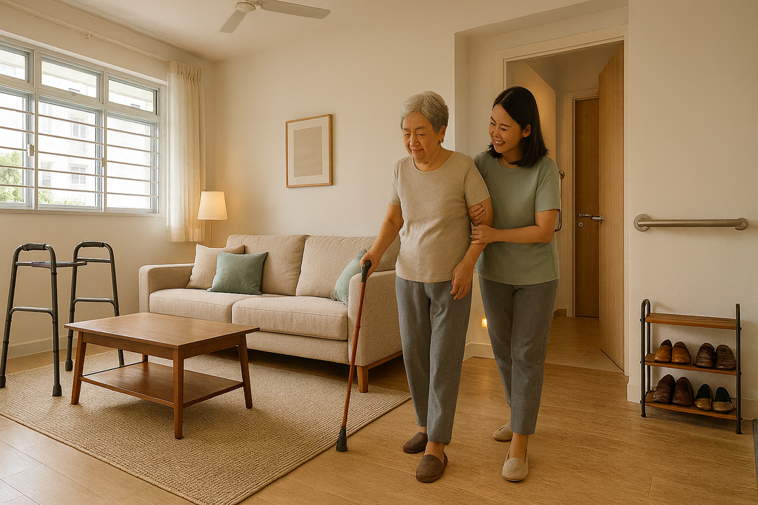 Safe, senior-friendly Singapore home with discreet mobility and safety aids