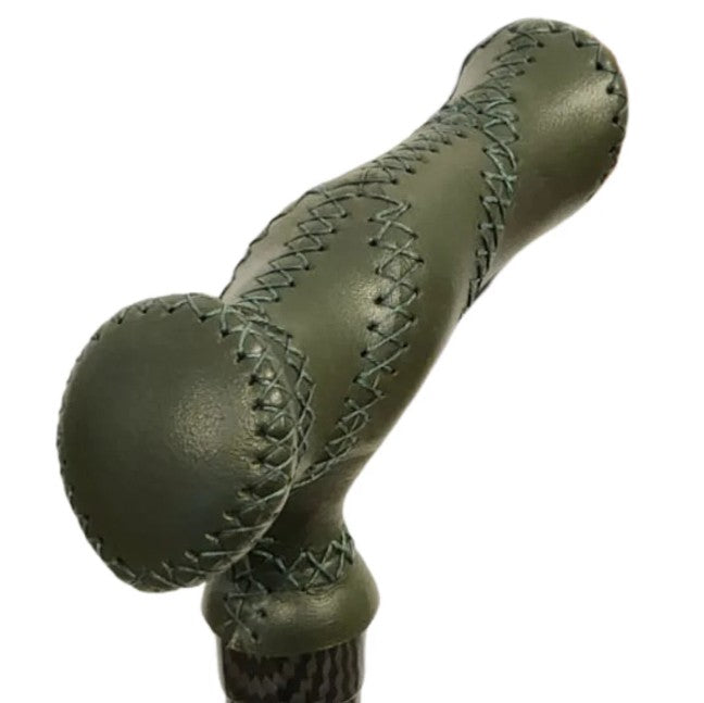 Agegracefully Green Leather Wrapping for Ergonomic Handle Smart Walking Stick