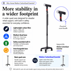Agegracefully Medium CarbonQuad Walking Stick with features and comparison with normal branded stick