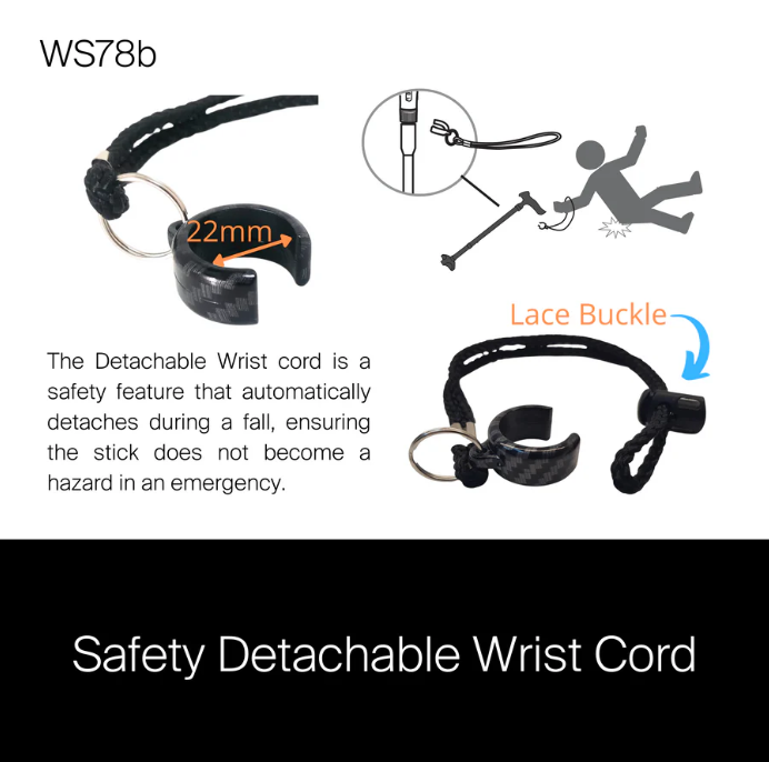 Agegracefully Safety Detachable Wrist Cord with Alarm for Smart Walking Stick