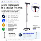  Agegracefully Small CarbonQuad Essential quad cane with features highlighted.