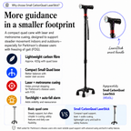 Agegracefully Small CarbonQuad LaserStick walking cane with features highlighted on a white background