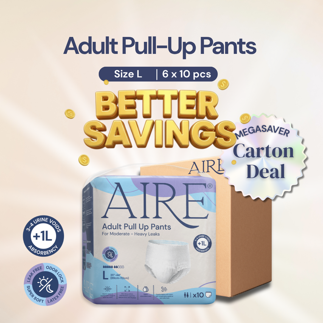 Aire Adult Pull Up Pants Diapers Carton Deal Size L 6x10 pieces