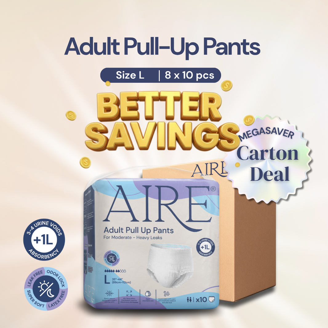 Aire Adult Pull Up Pants Diapers Carton Deal Size L 8x10 pieces