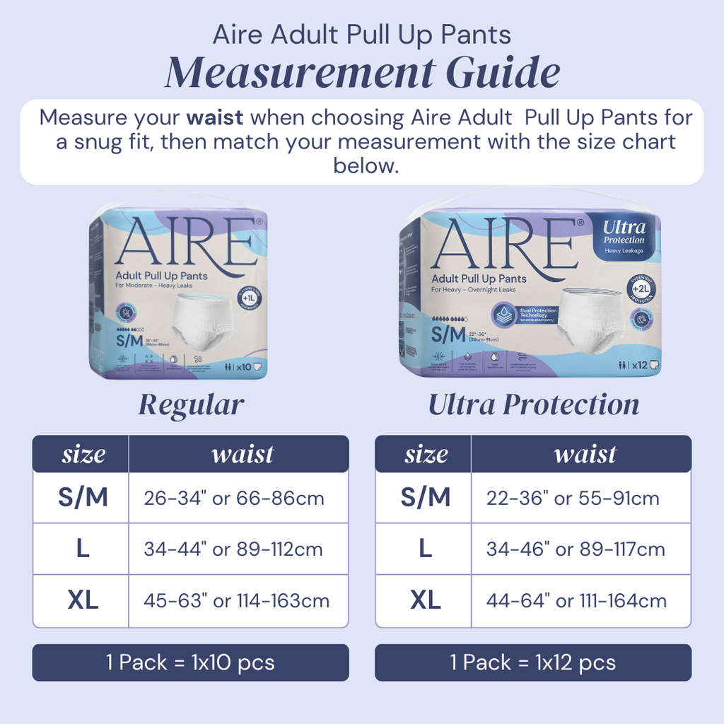 Aire Pull Up Pants Measurement Guide