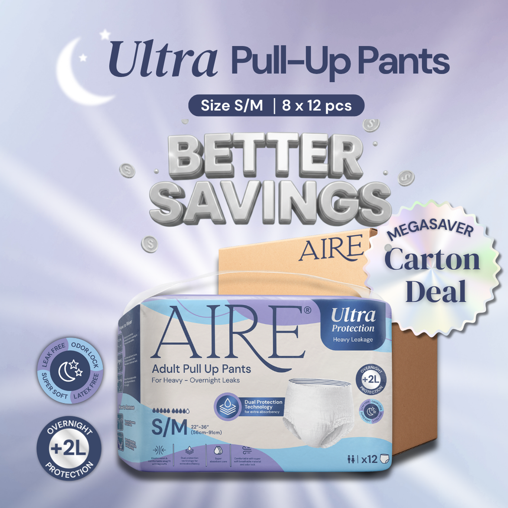 Aire Ultra Adult Pull Up Pants Diapers Carton Deal Size S/M 8x12 pieces