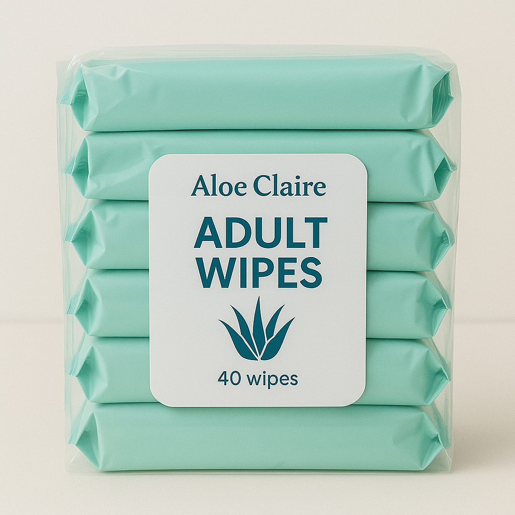 Aloe Caire Adult Wipes – 40s × 6 (Multipack) [MOCK UP]