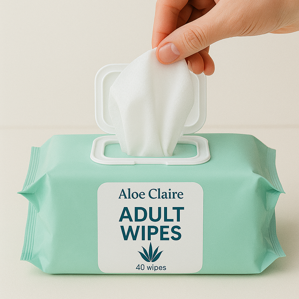Aloe Caire Adult Wipes – 40s × 6 (Multipack) [MOCK UP]