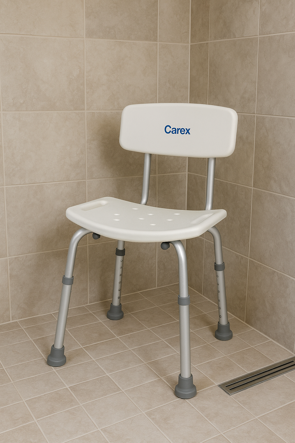 Carexus Adjustable Shower Chair with Backrest [MOCK UP]
