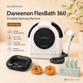 Daneenon FlexBath 360 portable bathing machine with accessories on a beige background by The Silvery Fair Singapore