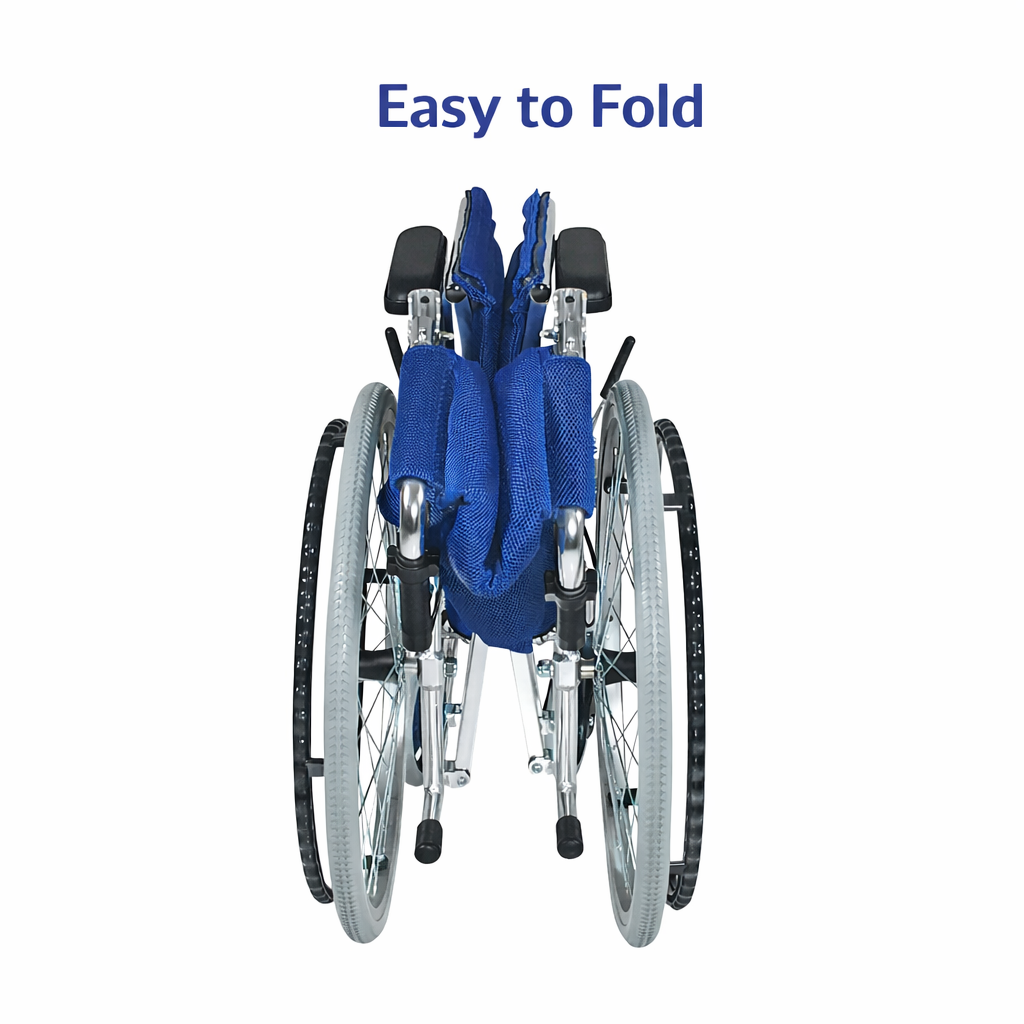 Elfigo easy to fold Lightweight foldable aluminium Wheelchair folded view Singapore