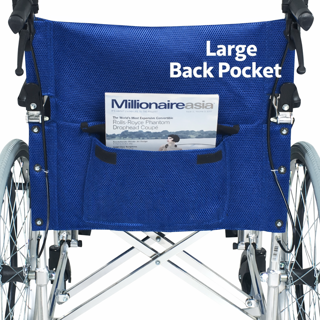 Elfigo Lightweight foldable aluminium Wheelchair large rear pocket Singapore