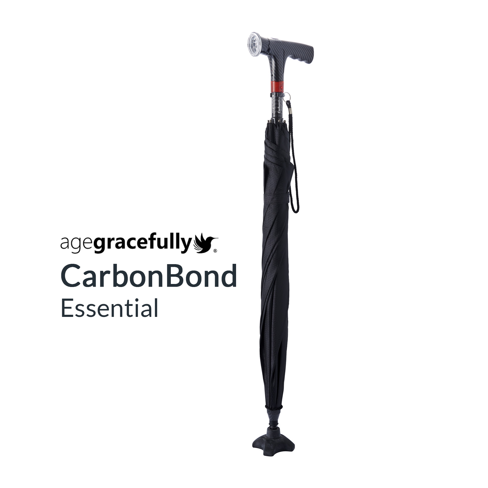 Agegracefully CarbonBond Essential Smart Walking Stick with umbrella