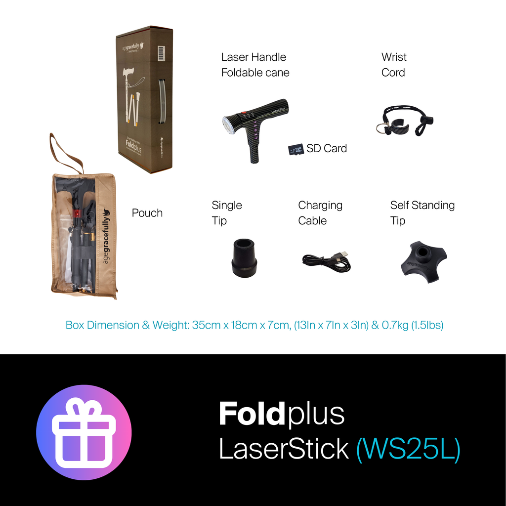Agegracefully Foldplus LaserStick Smart Walking Stick (WS25L)