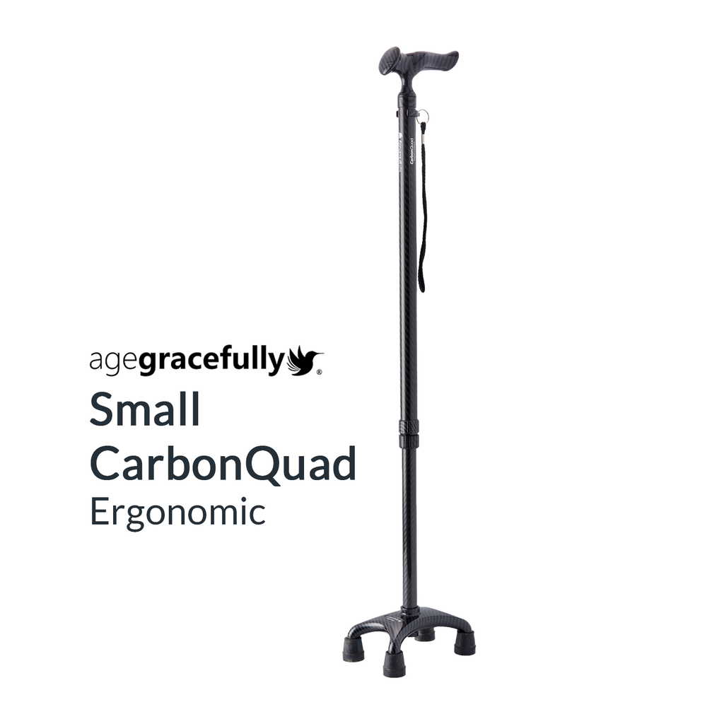 Agegracefully Ergonomic Small CarbonQuad Smart Walking Stick Singapore