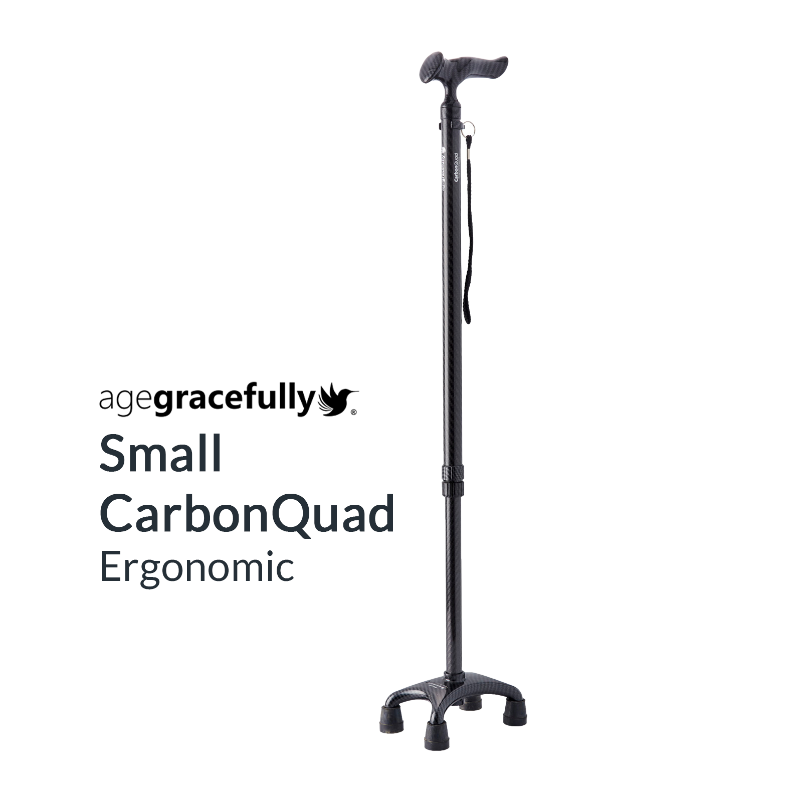 Agegracefully Ergonomic Small CarbonQuad Smart Walking Stick Singapore