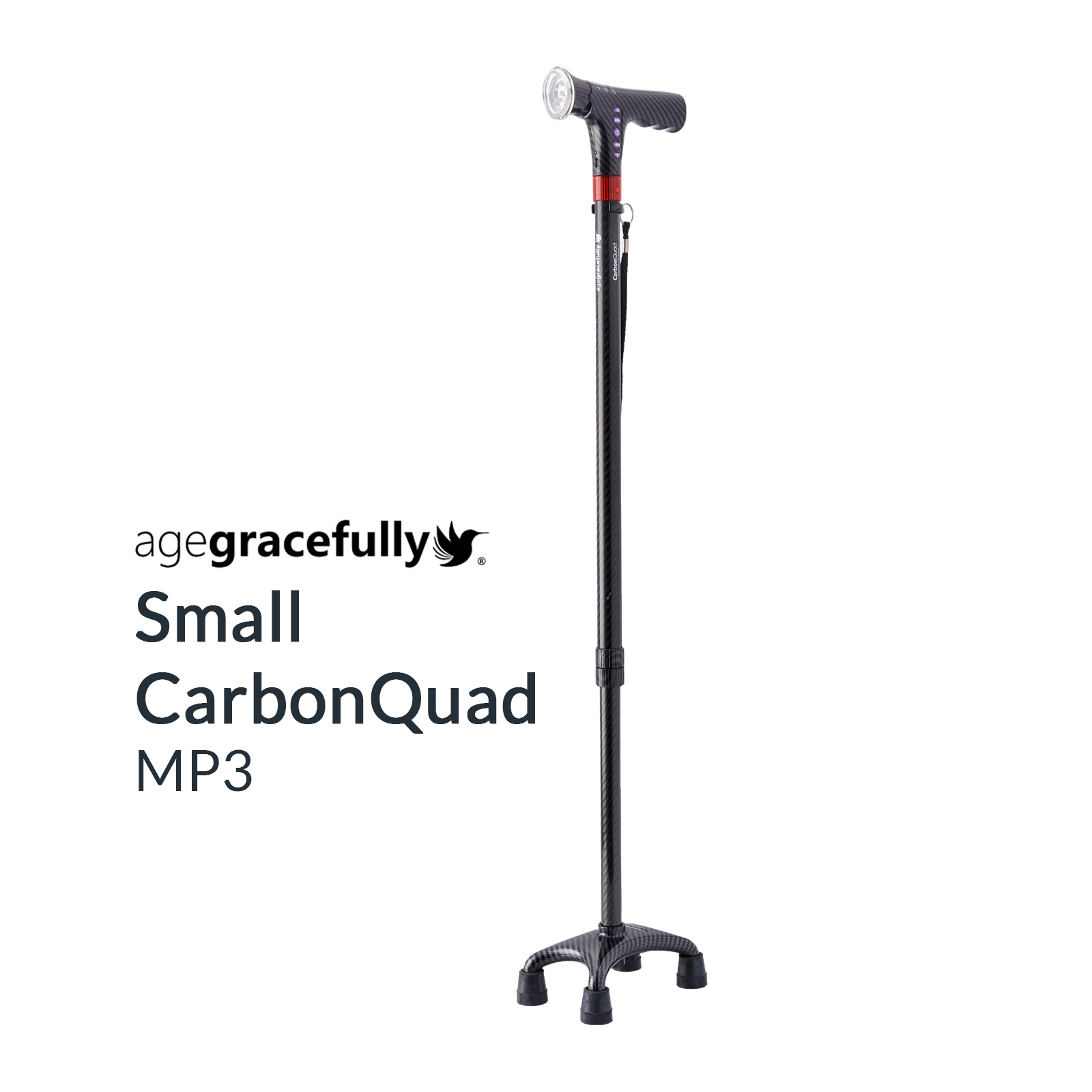 Agegracefully Small CarbonQuad MP3 Smart Walking Stick Singapore