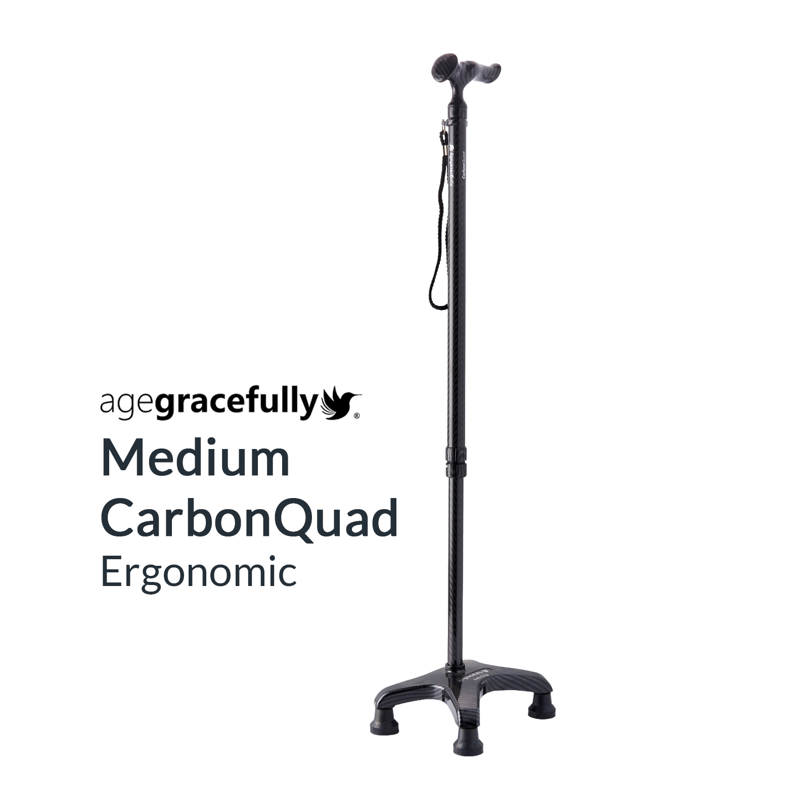 Agegracefully Ergonomic Medium CarbonQuad Smart Walking Stick Singapore