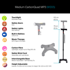 Agegracefully Medium CarbondQuad MP3 Smart Walking Stick Product Highlights