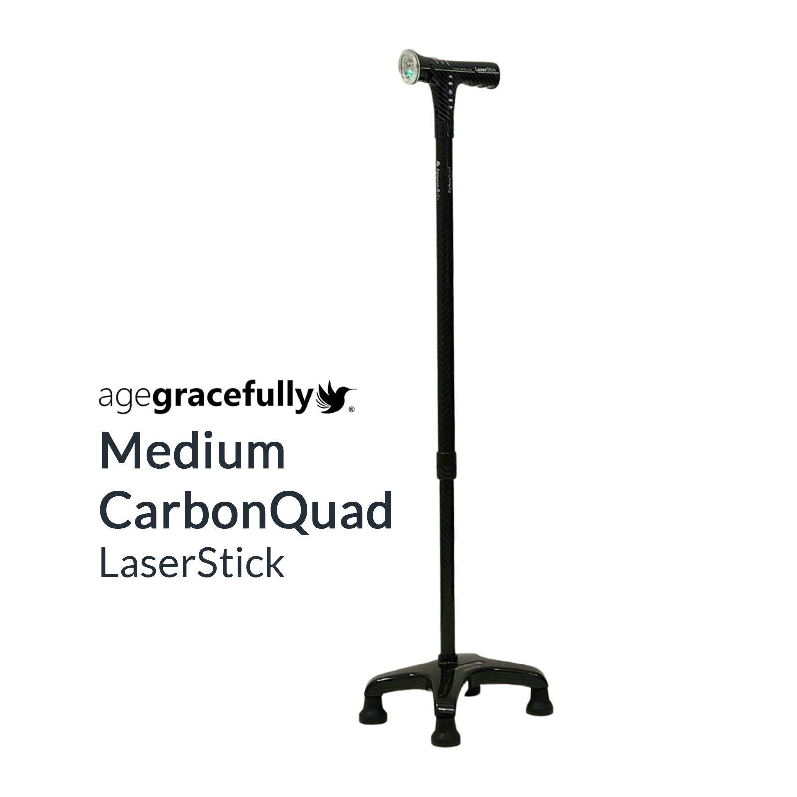 Agegracefully Medium CarbonQuad LaserStick Smart Walking Stick (WS55L ...