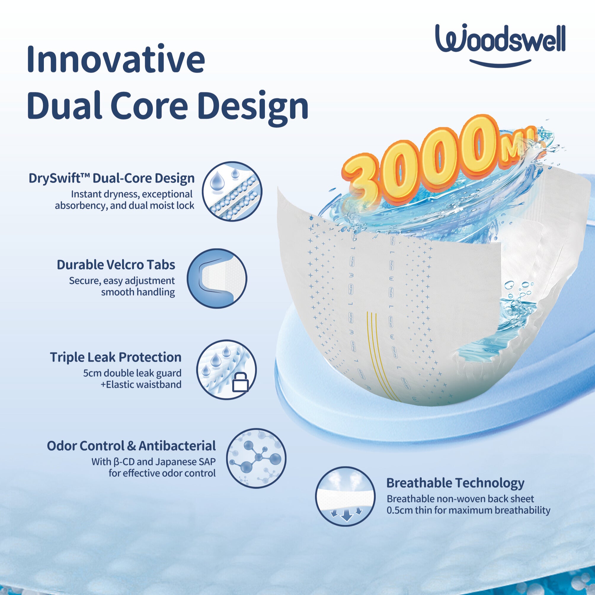 Woodswell Adult Tape Diapers (Super Absorbent >3L)