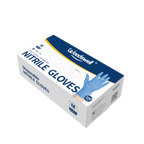 Box of Woodswell disposable nitrile gloves on a white background