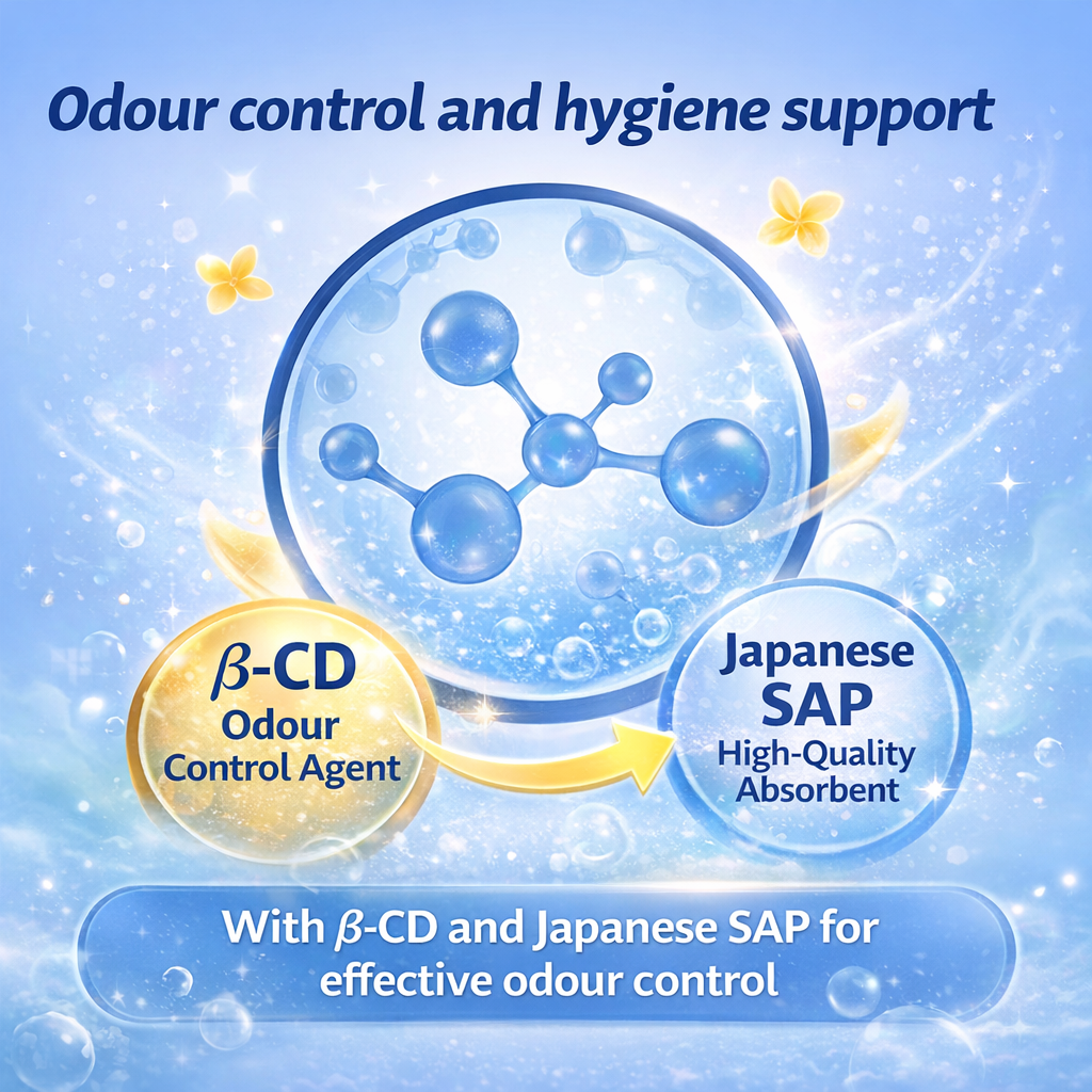 Woodswell Adult Tape Diapers odour control and hygiene support with β-CD and Japanese SAP